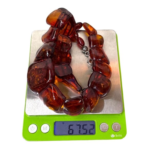 Vintage Collar Baltic Amber Beaded Statement Necklace Sterling Silver 925 Clasp - Picture 7 of 10